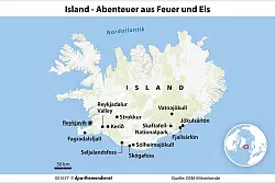 Auch fernab bekannter Routen verspricht Island Abenteuer - in einsamen Eish&ouml;hlen, an brodelnden Lavafeldern und am Ufer stiller Gletscherseen. - &copy; dpa-infografik/dpa-tmn