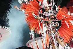 Mitglieder der Sambaschule Salgueiro beim Karnevalsumzug im Sambodrom in Rio. - &copy; Fernando Souza/dpa