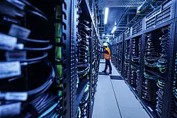 Der Supercomputer «Jupiter» im Forschungszentrum Jülich ist von Bundeskanzler Friedrich Merz und NRW-Ministerpräsident Hendrik Wüst offiziell in Betrieb genommen worden (Archivbild). - © Oliver Berg/dpa