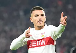 Bouanani erzielte per Heber seinen ersten Pflichtspieltreffer für den VfB. - © Bernd Weißbrod/dpa