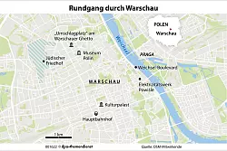 Zwischen Moderne und Mahnung: Die Altstadt Warschaus wurde nach dem Krieg originalgetreu wieder aufgebaut – und ist heute Unesco-Welterbe. - © dpa-infografik GmbH/dpa-tmn