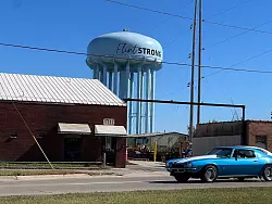 Flints neuer Wasserturm - &copy; Benno Schwinghammer/dpa