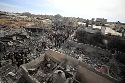 Zerst&ouml;rte Geb&auml;ude in Rafah. - &copy; Yasser Qudih/XinHua/dpa