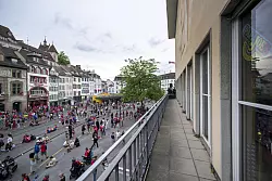 Keine Feier am Barfüsserplatz in Basel: Die Fans kamen vergeblich. - © Georgios Kefalas/KEYSTONE/dpa