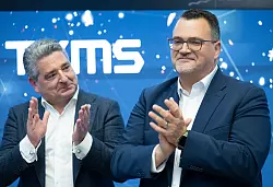 Miguel Lopez und Oliver Burkhard sind die V&auml;ter des TKMS-B&ouml;rsengangs. - &copy; Boris Roessler/dpa