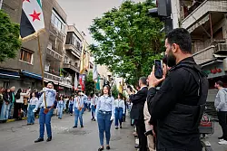 Die Prozessionen christlicher Syrerinnen und Syrer am Palmsonntag wurden von einem großen Aufgebot an Sicherheitskräften begleitet. (Archivfoto) - © Omar Sanadiki/AP/dpa