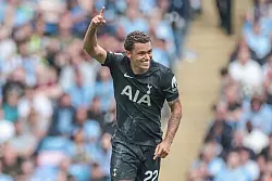 Brennan Johnson von Tottenham Hotspur feiert seinen Treffer zum 1:0. - © Mark Cosgrove/News Images via ZUMA Press Wire/dpa