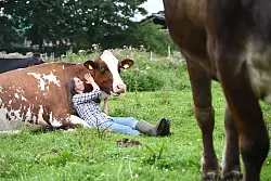 Zum Kuscheln auf die Weide, besser in Gummistiefeln. - &copy; David Hammersen/dpa