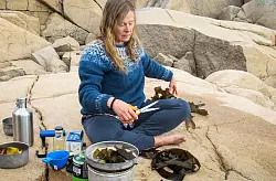 Von der Bucht auf den Teller: Linnea Sjögren verarbeitet frisch geerntete Algen. - © Sabine Glaubitz/dpa-tmn