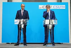 Die Parteichefs von CDU und CSU einigen sich in der K-Frage. - &copy; Kay Nietfeld/dpa