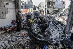 Nach einem israelischen Luftangriff im S&uuml;den des Gazastreifens. - &copy; Abed Rahim Khatib/dpa