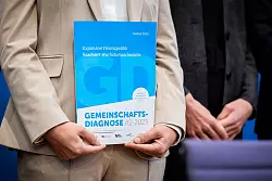 Die sogenannte Gemeinschaftsdiagnose wird von f&uuml;hrenden Wirtschaftsinstituten erstellt. - &copy; Christoph Soeder/dpa