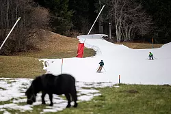 Ohne Kunstschnee h&auml;tte es der Skisport schwer, sagen Branchenvertreter. - &copy; Gian Ehrenzeller/KEYSTONE/dpa