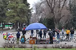 Menschen vergn&uuml;gen sich in einem Park in der kasachischen Stadt Almaty. - &copy; Hannah Wagner/dpa