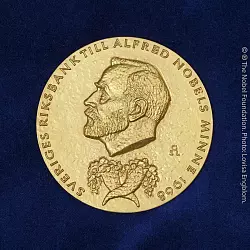 Die Wirtschaftsnobelpreisträger erhalten traditionell diese prestigeträchtige Nobelmedaille. (Archivbild) - © Lovisa Engblom/The Nobel Foundation/dpa
