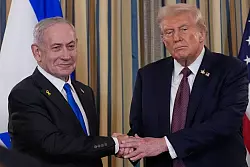 Israels Premier Netanjahu und US-Pr&auml;sident Trump wollen &uuml;ber die Zukunft des Gazastreifens sprechen. (Archivbild) - &copy; Alex Brandon/AP/dpa