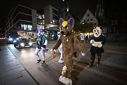 Beim sogenannten Suitwalk wollen die Furrys Farbe in den grauen Alltag der Menschen bringen. (Archivbild) - &copy; Felix K&auml;stle/dpa