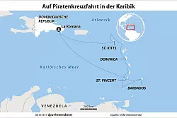 Zwischen Hängematte und Schatzsuche: Urlaub mit Abenteuerfaktor in der Karibik. - © dpa-infografik GmbH/dpa-tmn