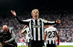 Nick Woltemade traf für Newcastle. - © Owen Humphreys/PA Wire/dpa