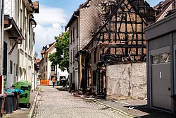 Es ist noch unklar, wie der Großbrand in der Innenstadt von Villingen ausbrechen konnte. - © Joshua Rzepka/onw-images/dpa