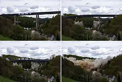 Im Mai 2023 wurde die alte Br&uuml;cke gesprengt - 17.000 Tonnen Schutt mussten beiseite ger&auml;umt werden. (Archivbild) - &copy; Christoph Reichwein/dpa