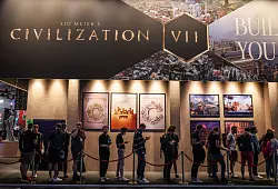 Der Messestand des Strategiespiels Civilization, das in verschiedenen Ausgaben seit mehr als drei Jahrzehnten auf dem Markt ist. - &copy; Oliver Berg/dpa