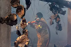 Ein Feuerwehrmann bek&auml;mpft einen Waldbrand in der N&auml;he von Athen. - &copy; Marios Lolos/Xinhua/dpa