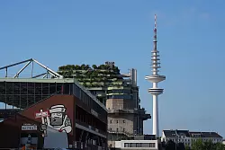 Hamburg: Blick auf den begrünten St.-Pauli-Hochbunker auf dem Heiligengeistfeld. - © Marcus Brandt/dpa