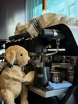 Auch die Espresso-Maschine weiß Jack bereits zu bedienen, sagt die Belegschaft. - © Holiday Inn Perth City Centre/dpa