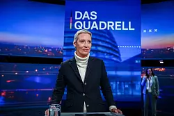 AfD-Kandidatin Alice Weidel stand mit ihren außenpolitischen Positionen allein da. - © Kay Nietfeld/dpa-Pool/dpa