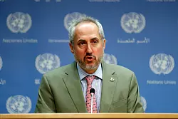 UN-Sprecher Dujarric kritisiert Israels Vorgehen in Syrien. (Archivbild) - © Li Muzi/XinHua/dpa