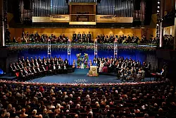 Die Nobelpreise werden in Stockholm auf einer prunkvollen Zeremonie verliehen. - © Pontus Lundahl/TT News Agency/AP