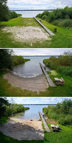 Am Arendsee in der Altmark zeigt sich: Der Wasserstand von Seen ist enorm davon abhängig, ob es gerade viel geregnet hat oder nicht. Im Vergleich der Jahre 2023 bis 2025 lässt sich kein klarer Trend erkennen. - © Klaus-Dietmar Gabbert/dpa