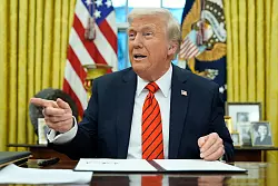 US-Präsident Donald Trump fordert von den Alliierten Verteidigungsausgaben in Höhe von fünf Prozent des BIP. - © Alex Brandon/AP/dpa