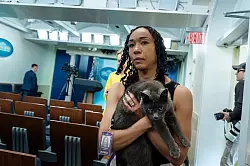 Im Briefing-Raum des Wei&szlig;en Hauses sind normalerweise keine Katzen unterwegs. - &copy; Alex Brandon/AP/dpa