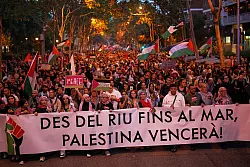 Medienberichten zufolge beteiligten sich in Spanien vor allem Studenten an den Protesten gegen Israel und Solidaritätskundgebungen für Palästinenser. - © Bernat Armangue/AP/dpa