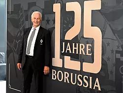 Vereinspräsident Rainer Bonhof hatte vor wenigen Wochen bei der 125-Jahr-Feier Borussias noch Grund zu lachen - © Roberto Pfeil/dpa