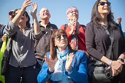 Jubel in Tel Aviv über die Freilassung der Geiseln. - © Ilia Yefimovich/dpa