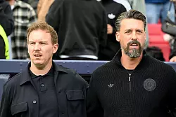 Beim Finalturnier der Nations League fungierte Sandro Wagner (r) letztmals als Assistent von Bundestrainer Julian Nagelsmann (l). - © Federico Gambarini/dpa