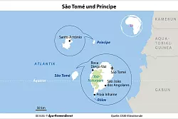 Vor der afrikanischen Westküste liegen São Tomé und Príncipe - Spitzname: die Schoko-Inseln. - © dpa-infografik/dpa-tmn