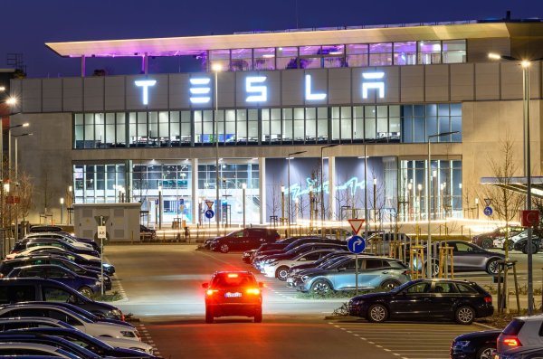 Mit den Neuzulassungen geht es bei Tesla steil bergab. - © Patrick Pleul/dpa