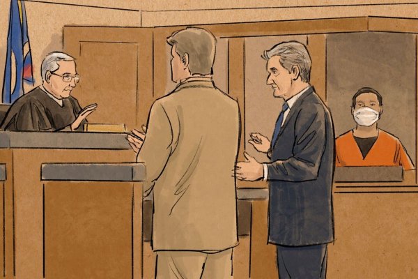 Diese Gerichtsskizze zeigt den Angeklagten Tou Thao (r) im Vorfeld des Gerichtsprozesses am 29.06.2020. Er war der letzte der vier beteiligten Polizisten, der seinen Richterspruch auf bundesstaatlicher Ebene empfing. - © Cedric Hohnstadt/AP/dpa