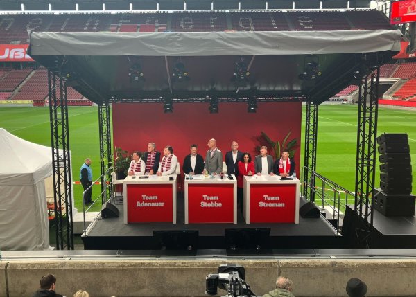Die drei Kandidatenteams für den neuen Vorstand beim 1. FC Köln. - © Jana Glose/dpa