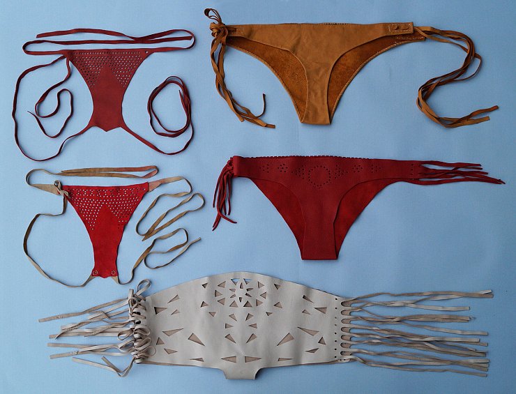 Fundstücke: Mehrere Höschen aus Leder und ein Strophium mit aufwändiger Schnürung geben Aufschluss über die Damensportwäsche in der Antike. - © Gisela Michel