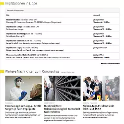 Den Echtzeitmonitor zu allen Impfstationen in Lippe finden Sie auf LZ.de/coronavirus - &copy; Screenshot LZ