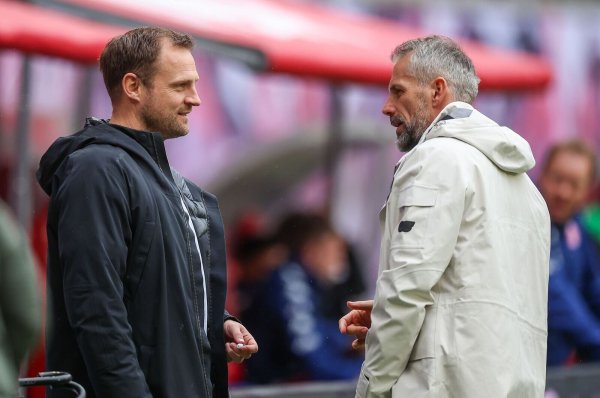 RB-Trainer Marco Rose zeigte sich vom Rücktritt Svenssons bewegt. - © Jan Woitas/dpa