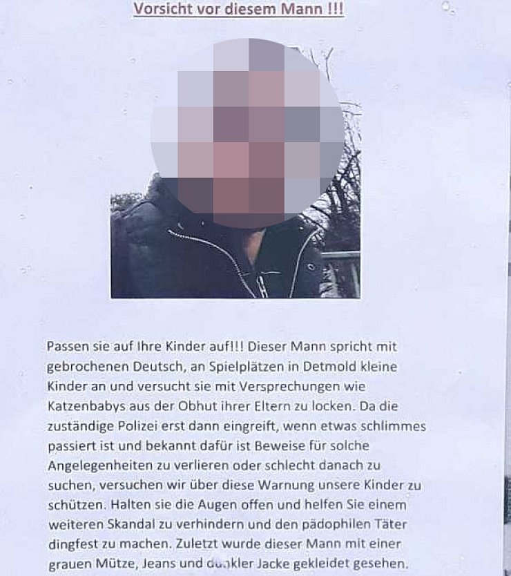 Mit diesem Steckbrief wird vor dem angeblich pädophilen Mann gewarnt. - © LZ
