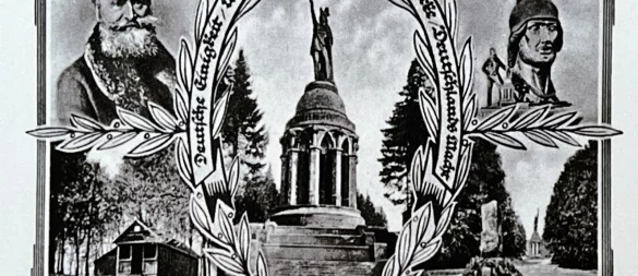Eine alte Postkarte zeigt, dass das Hermannsdenkmal als Symbol durchaus auch für gewisse nationalistische Bestrebungen missbraucht worden ist. - © Briefmarkenfreunde Lippe