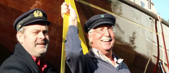 Ludger Niehüser (l.) und Kurt Bock vor zehn Jahren während der Schiffstaufe. - © Ludger Niehüser