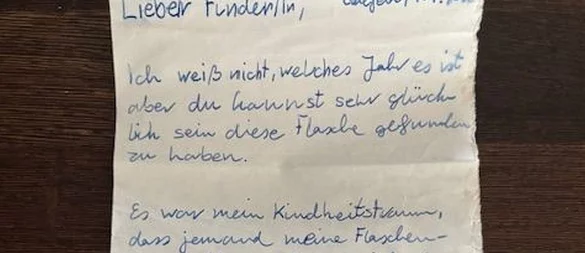 Der Brief aus der Flaschenpost war vermutlich etwas mehr als zwei Jahre in der Nordsee unterwegs. - © Privat